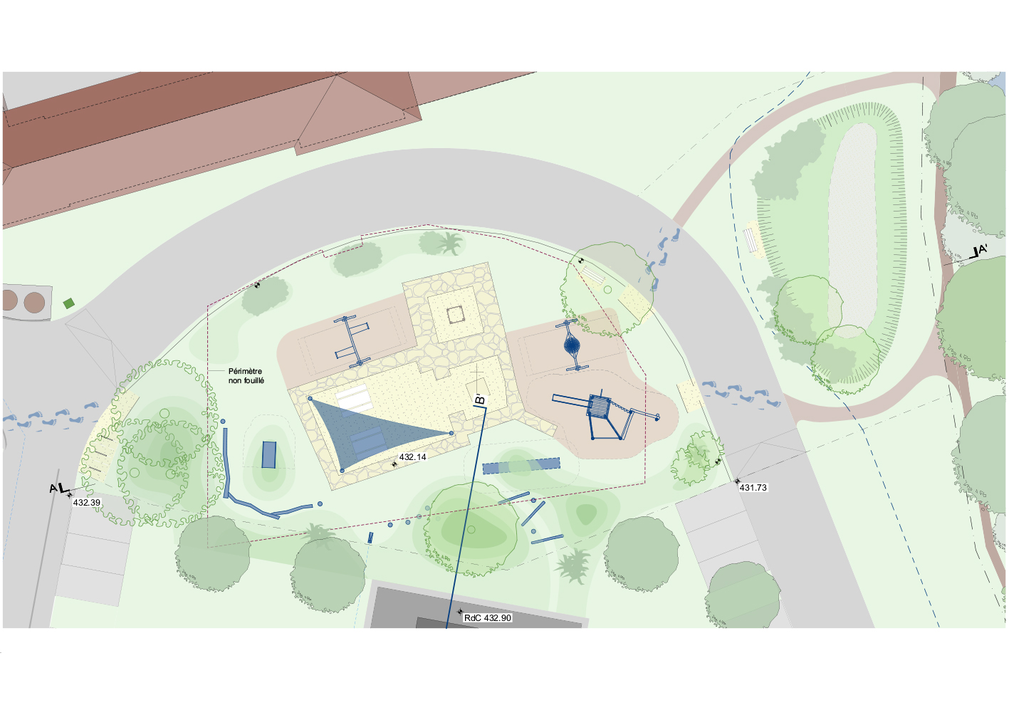 Plan Place de jeux courtételle